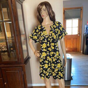 Michael Kors Floral Baby Doll Dress W/Ruffle Sleeve Chain Link Tie Size XS